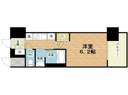 エステムコート難波VIIビヨンド(1K/12階)の間取り写真