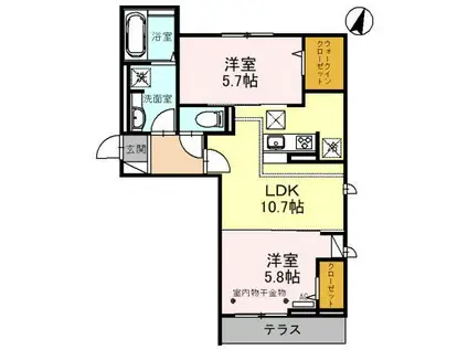 CREST吉川(2LDK/1階)の間取り写真