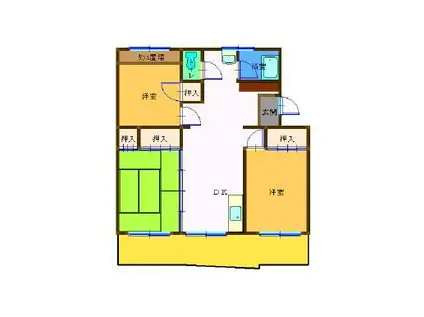 第一泉ヶ丘ビル(3LDK/1階)の間取り写真