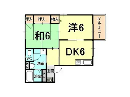 クリアースカイ8B棟(2DK/2階)の間取り写真