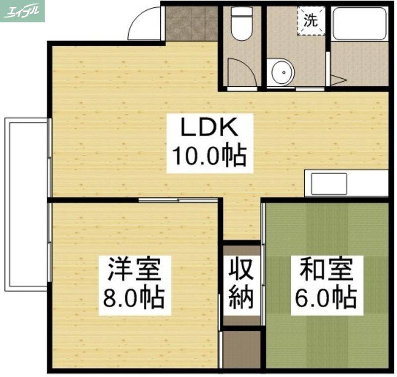 グランドゥールクロズミB(2LDK/2階)の間取り写真