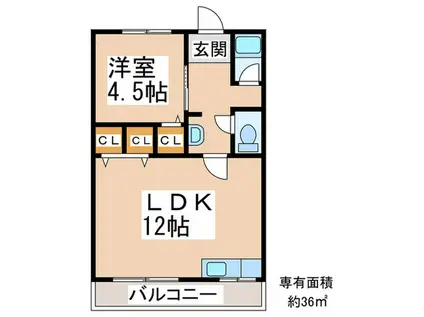 グリーンハイツトウジョウ(1LDK/2階)の間取り写真