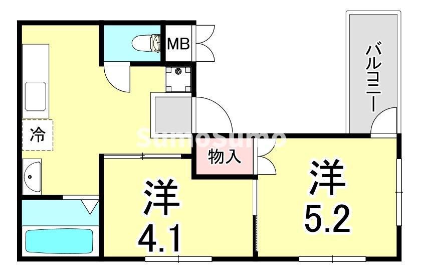 前田マンション(2K/4階)の間取り写真