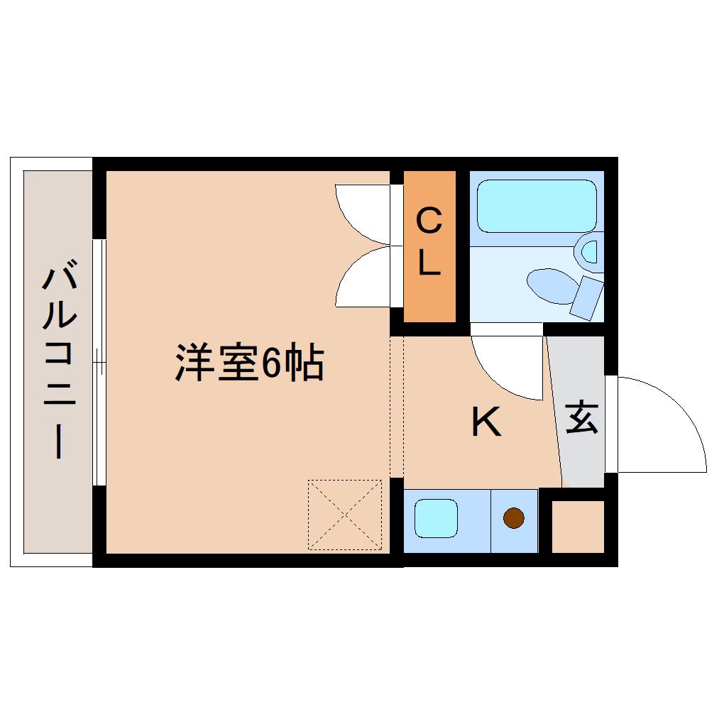 ジュネス神殿(1K/4階)の間取り写真