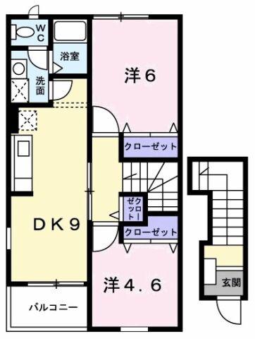 メゾン リヴァージュ(2DK/2階)の間取り写真