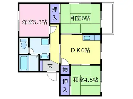 沼善ハイツ(3DK/1階)の間取り写真