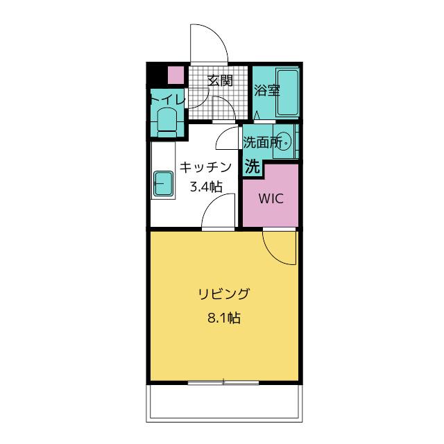 LA・MERI(1K/3階)の間取り写真