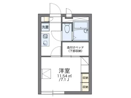 レクリチュール立川(1K/2階)の間取り写真