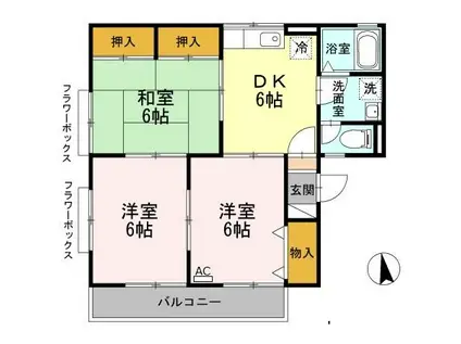 レーブ平井(3DK/2階)の間取り写真