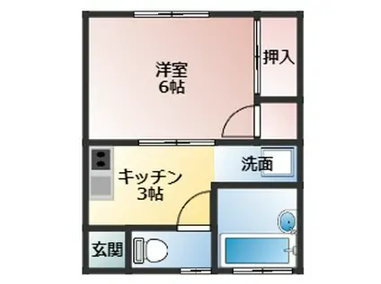 細貝アパート(1K/2階)の間取り写真