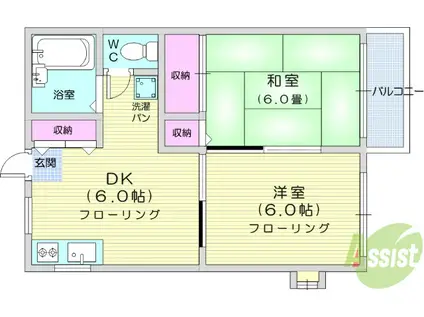 コアロード南光台2(2DK/2階)の間取り写真