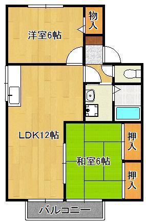 セゾンイチノセ(2LDK/1階)の間取り写真