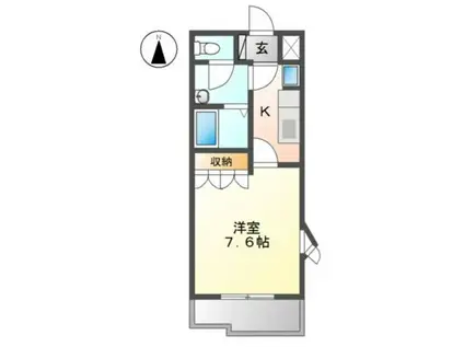 サンテミリオン モモ(1K/2階)の間取り写真