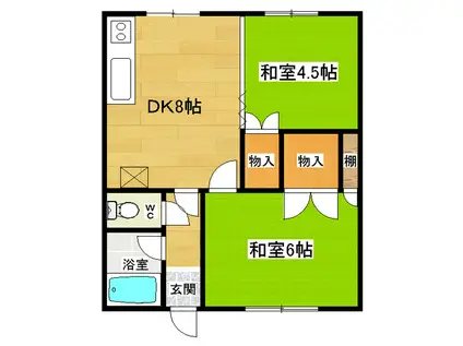 緑園マンション(2DK/1階)の間取り写真