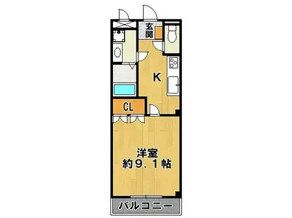 ルラシオン(1K/1階)の間取り写真