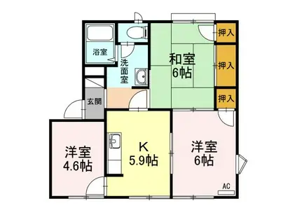 アーバンアヴェニュー II棟(3K/1階)の間取り写真