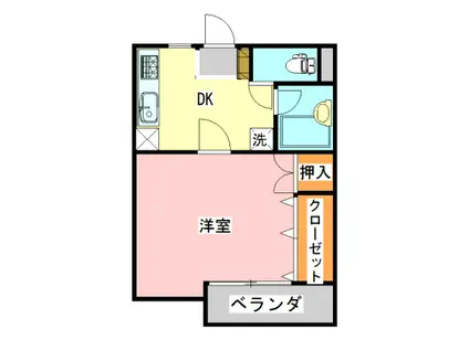 ハイツピエロ(1DK/2階)の間取り写真