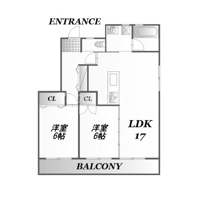 ハウズ坂口(2LDK/3階)の間取り写真
