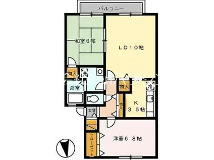 ピュアメゾン A棟(2LDK/2階)の間取り写真