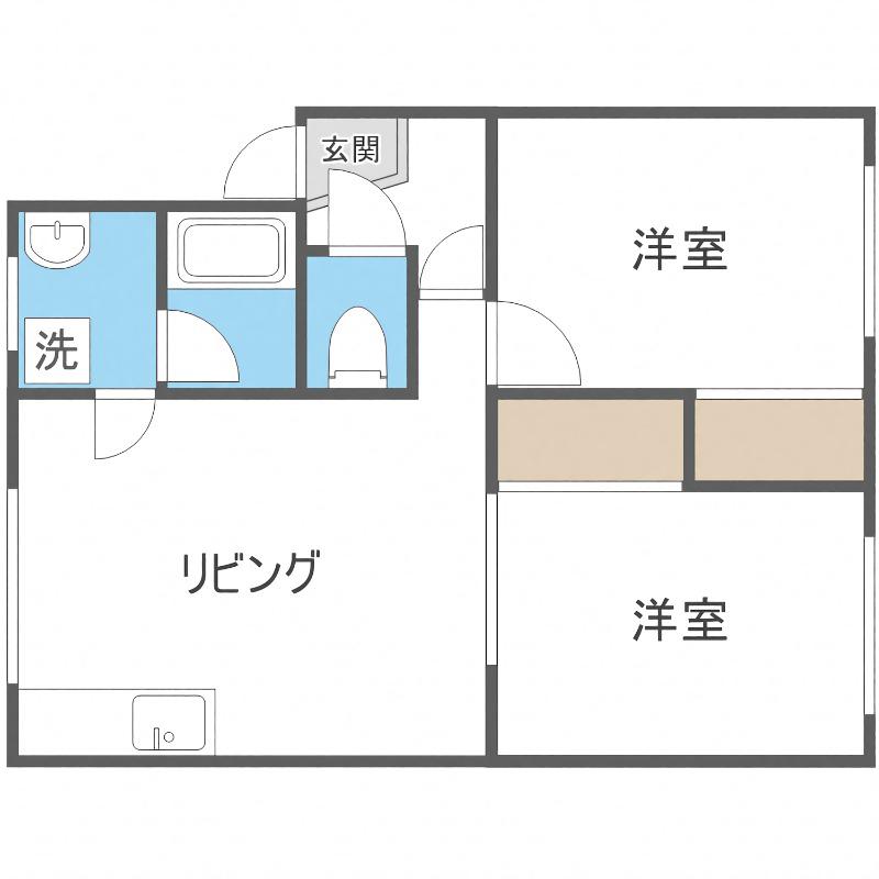 コーポ中西(2LDK/3階)の間取り写真