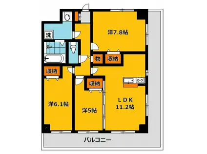 プラナス桜(3LDK/6階)の間取り写真
