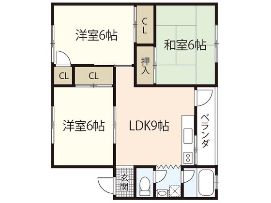 石原ビル(3LDK/2階)の間取り写真