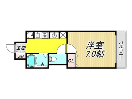 ガルボ塚口(1K/1階)の間取り写真