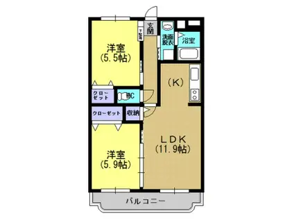 フィールドガーデン(2LDK/3階)の間取り写真