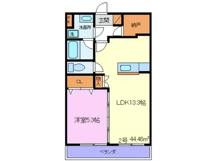 グリーンヒル タカハシIII(1LDK/3階)の間取り写真