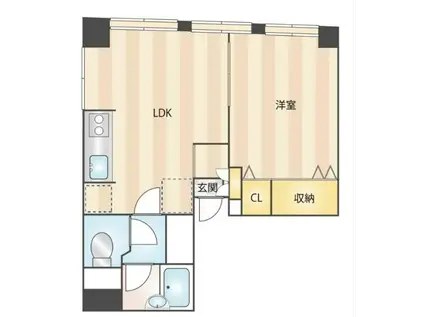 山市ビル(1LDK/4階)の間取り写真