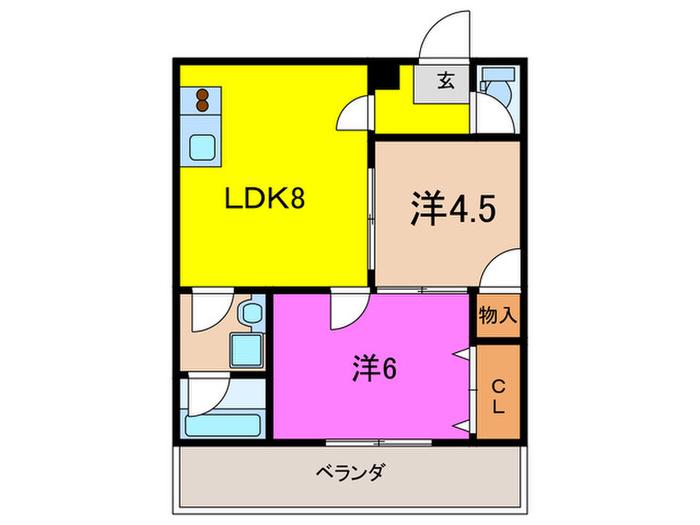 コーポ幸(2LDK/3階)の間取り写真