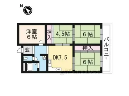 ファミール伏見A棟(4DK/4階)の間取り写真