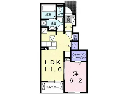 ポルトシャルムIII(1LDK/1階)の間取り写真