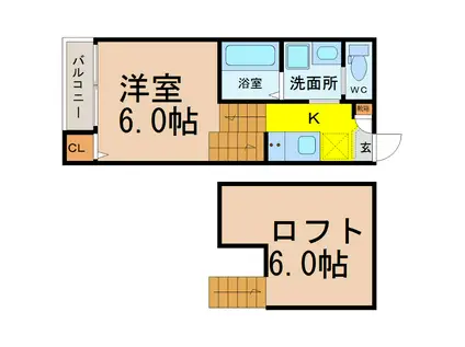 レグルス千種(1SK/2階)の間取り写真