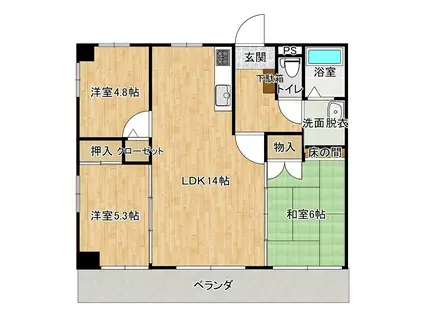 メゾンSAIKA(3LDK/6階)の間取り写真