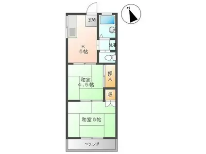 ハイツオグラ(2K/2階)の間取り写真