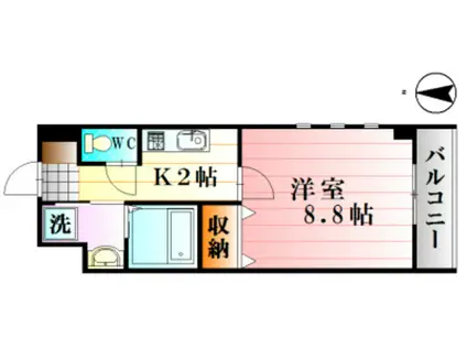 ボヌールポルト(1K/3階)の間取り写真