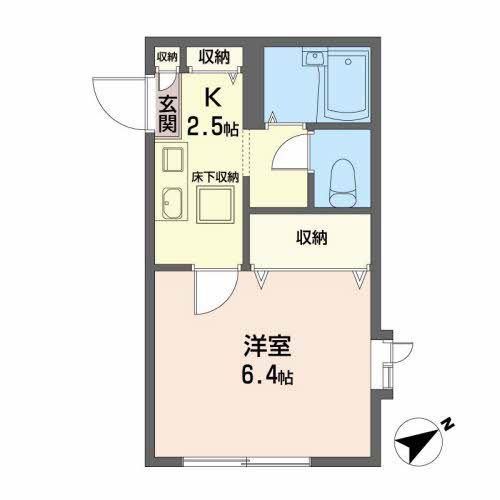 ハピネス西宮城野(1K/1階)の間取り写真