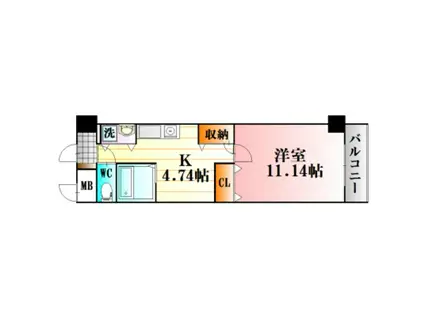 LE CHAT 壱番館(1K/4階)の間取り写真