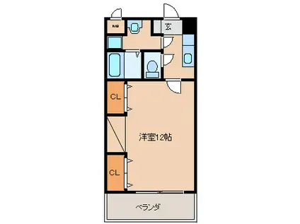 ソレイユII(1K/3階)の間取り写真