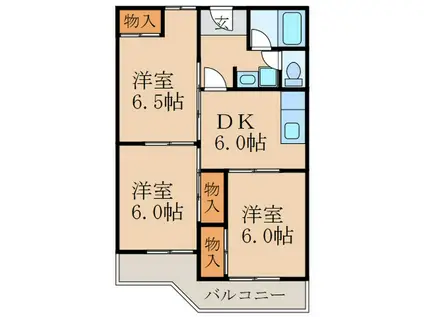 コーポラス太洋向島(3DK/3階)の間取り写真