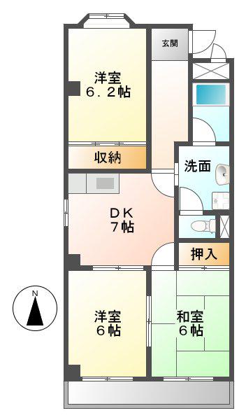 ハイツ・エスポアール(3DK/4階)の間取り写真