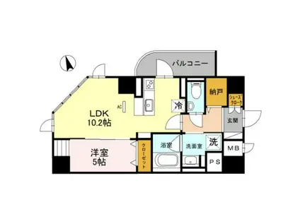 プレミアム菱屋西(1LDK/2階)の間取り写真