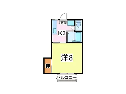 アプローズ東太田(1K/2階)の間取り写真