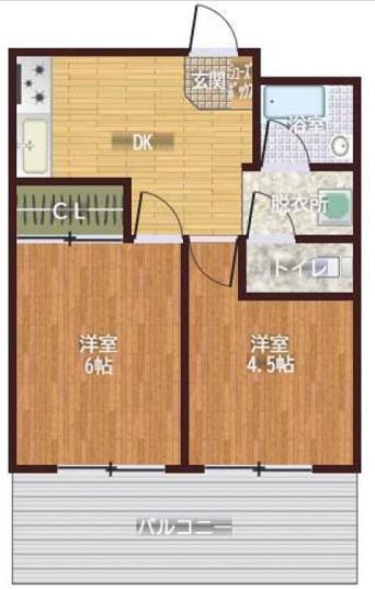 毛利マンション(2DK/2階)の間取り写真