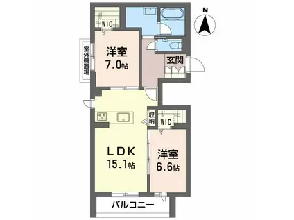 リラ グリシーヌ(2LDK/2階)の間取り写真