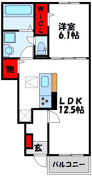 レジデンシア(1LDK/1階)の間取り写真