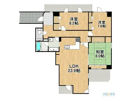 ソリオ1東館(3LDK/5階)の間取り写真