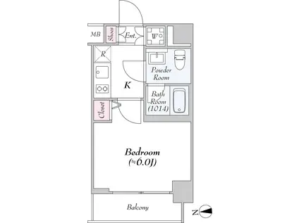 LOG 下高井戸(1K/2階)の間取り写真