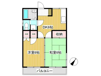 ハイツ コマクサA(2DK/2階)の間取り写真